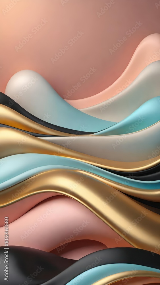 Aufkleber pastel color soft and smooth wavy lines abstract background.