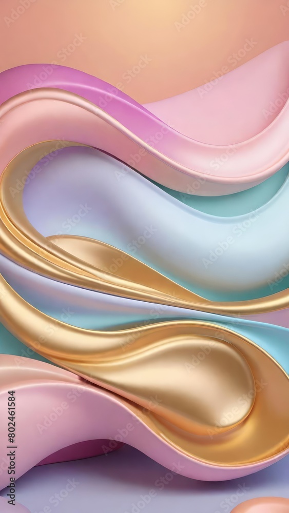 Poster pastel color soft and smooth wavy lines abstract background.