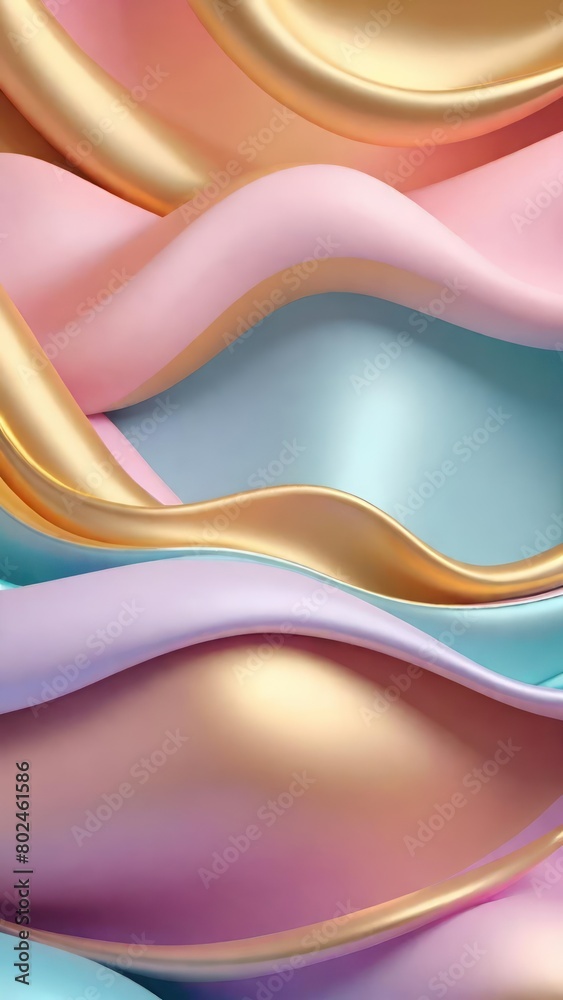Poster pastel color soft and smooth wavy lines abstract background.