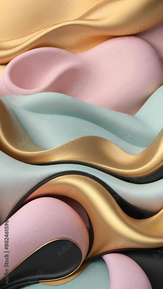 Poster pastel color soft and smooth wavy lines abstract background.