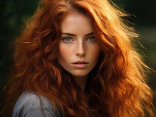 Fototapeta premium Captivating Redhead with Piercing Eyes