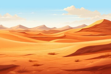 Naklejka premium Vast Desert Landscape with Dunes and Mountains
