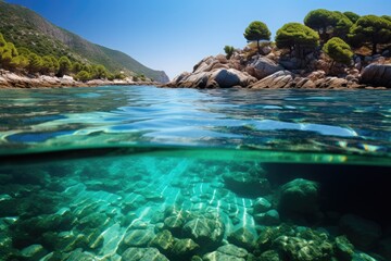 Fototapeta na wymiar Serene Coastal Landscape with Turquoise Waters
