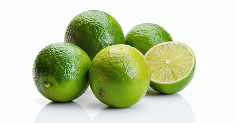 Several limes arranged in a neat stack next to each other
