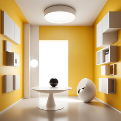 Vibrant Minimalism A Modern Living Space with a Splash of Color