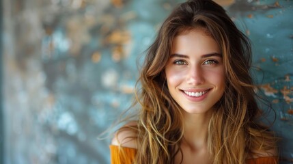 Obraz premium Smiling Woman With Long Hair