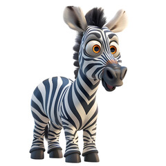 A 3D animated cartoon render of a zebra alerting campers to a dangerous predator.
