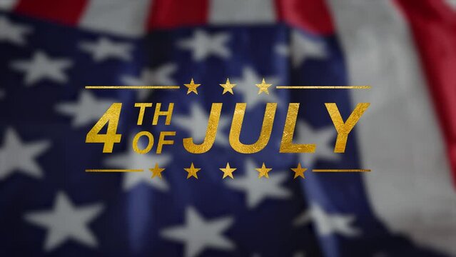 Happy 4th of July - Happy Independence Day July 4 lettering footage with handwritten text effect animation. Calligraphy motion graphics. Flat animation. Available in 4K FullHD and HD video 2D render.