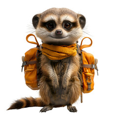 An animated 3D cartoon render of a supportive meerkat guiding stranded wanderers.