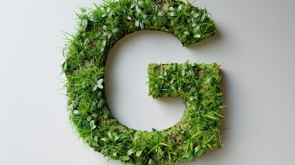 A beautiful Letter G written with grass isolated on white.