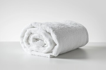 White rolled up towel isolated on white background