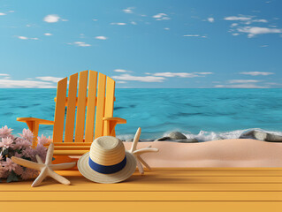 Summer beach chair and hat