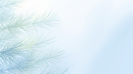 Watercolor of delicate frosted pine needles against a soft pale blue sky, water color, drawing style, isolated clear background