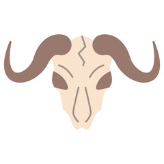 Skull aurochs.Bull skull icon.Head of a bull.Outline vector illustration.Isolated on white background.Doodle sketch.Cow skull horns.