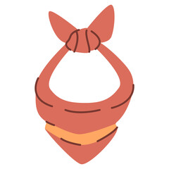 Bandana on neck.Fashion neck scarf or cowboy garment.Cowboy wearing. Hand drawn sketch.Headscarf face mask.Cowboy headscarf.Vector illustration.Doodle sketch.