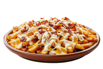 Cheese Fries in a Plate Isolated on a Transparent Background