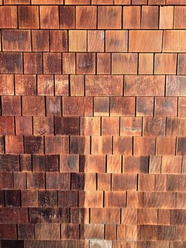 Wood shingle roof, cedar wall siding, wooden texture cedar roof tile
