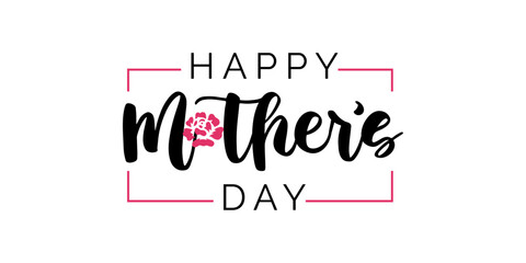 Happy Mothers Day, pink flower calligraphy poster. Vector illustration for Mother's day 