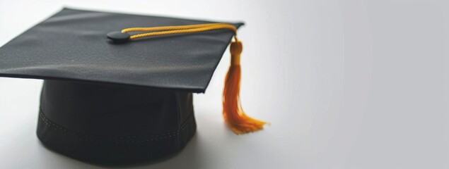 Close up of college graduation cap on white background with copy space he concept for education and university or high school diploma Generative AI