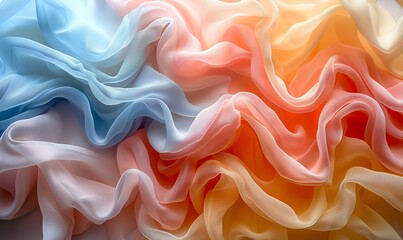 Colorful fabric ruffles in pastel colors for background or texture