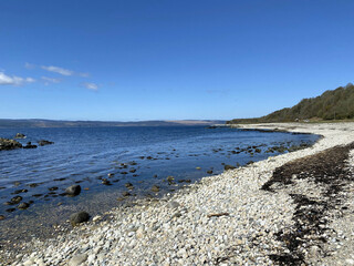 A view of the Isle of Arran in Scotland on a sunny day