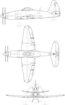 Westland Wyvern TF4 3-view-svg vector file.svg