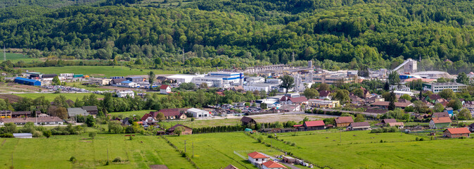 Landscape with the industrial area of Sovata city - Romania