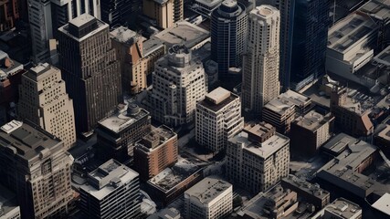 Obraz premium Top view of city buildings and skyscrapers.