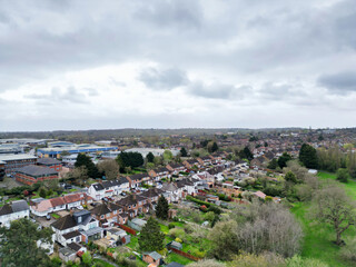 Aerial View of Central Borehamwood London City of England During Cloudy and Rainy Day, England UK....