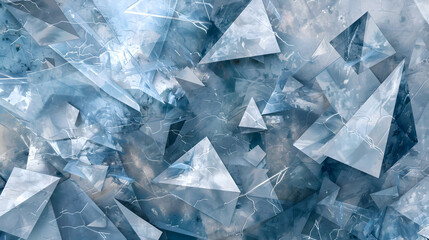Obraz premium A high-definition photograph of an abstract background consisting of overlapping geometric shapes in a palette of blue and silver, creating a sense of depth and movement
