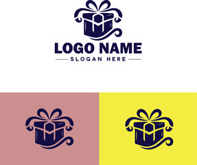 Gift box icon logo modern flat minimalist app business vector logo