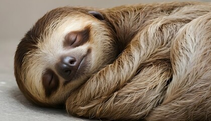 Obraz premium A Sloth With Its Head Tucked Into Its Chest Sleep 3