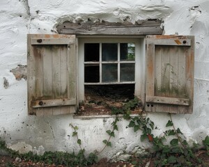 White-Washed Storm Cellar Door with Wooden Frame - Architecture of Building Home Underground