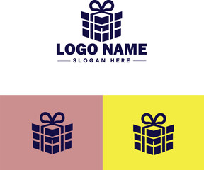 Gift box icon logo modern flat minimalist app business vector logo