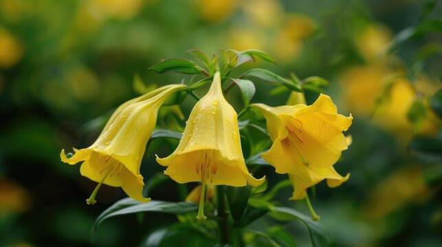 Yellow Esperanza: Beautiful Bell-Shaped Trumpet Flower in Spring Garden