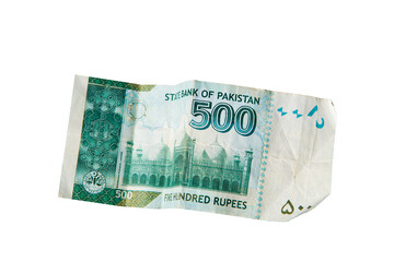 Back Side Of  500 Pakistanis Currency Isolated in white transparent background . Pakistanis currency PNG. PNG currency  