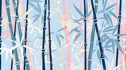 Pink and blue bamboo tree abstract background. Modern illustration.