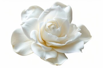 Isolated White Gardenia Blossom. Close-up of Elegant and Pure Gardenia Flower Petals with Soft