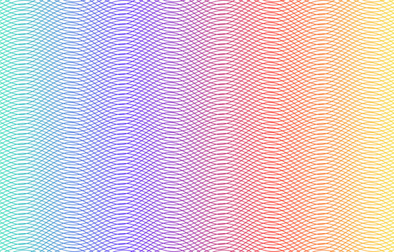 Soft rainbow color. Linear background. Design elements. Poligonal lines. Guilloche. The protective layer for banknotes, diplomas and certificates template. Vector illustration EPS 10
