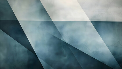 A photo of a minimalist and clean geometric design with overlapping rectangles in a soothing palette of blues and grays