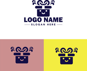 Gift box icon logo modern flat minimalist app business vector logo