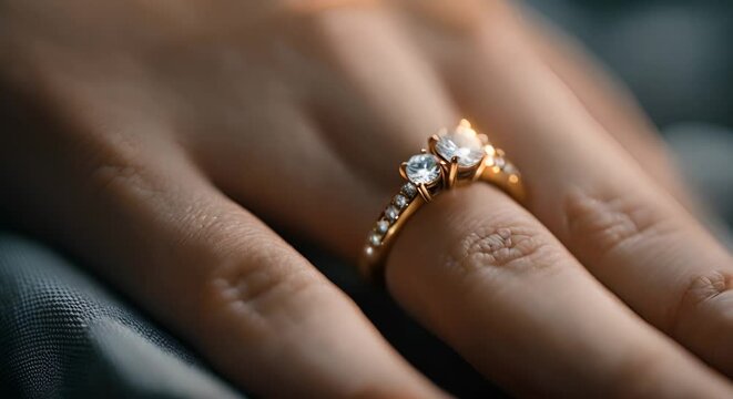 Close up of a ring on the finger.