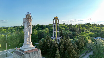 Haskovo Bulgaria Europe drone city view monument Holy Mother of the God
