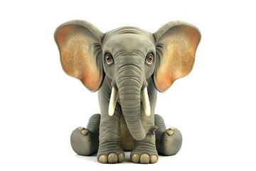 Cute cartoon elephant, isolated on a white background. Concept of character design, wildlife, funny animals. Digital illustration