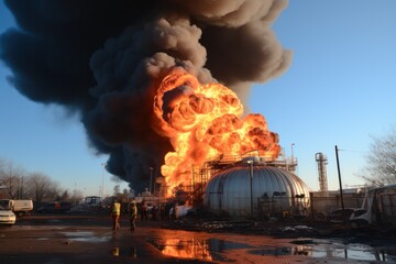  A gas explosion results in a fire in a propane storage facility.