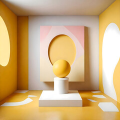 Abstract Harmony, A Symbiosis of Shapes and Colors in a Modern Space