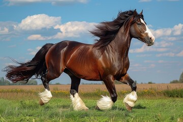 Majestic Shire Horse and Clydesdale Horse: Powerful Draft Horses in Black and Brown, Ideal for Fast
