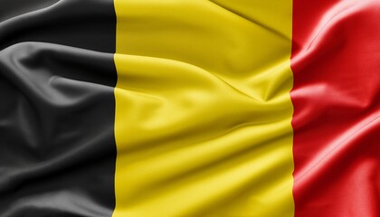 Belgium flag with juicy colors_with pleats with visible satin texture