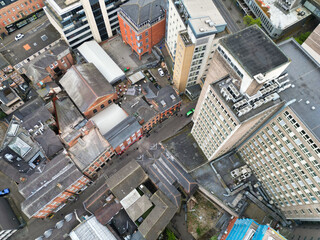 Aerial View of Central Nottingham City of England UK. April 26th, 2024