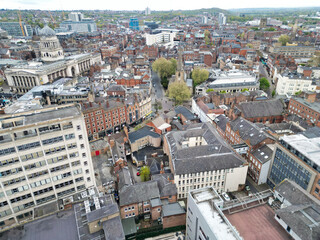 Obraz premium Aerial View of Central Nottingham City of England UK. April 26th, 2024